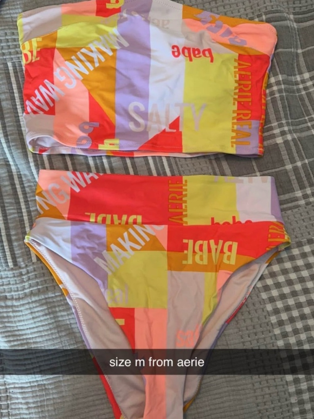 Aerie Colorblock Bandeau Bikini Set - Multi